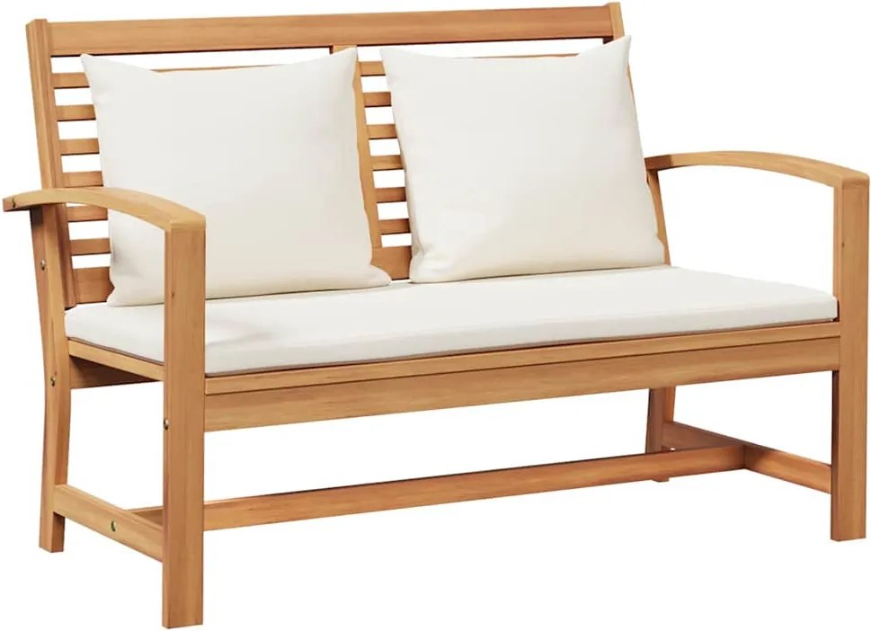 vidaXL pad párnával Barna és Krém 110 x 66 x 76 cm Tömör Teakfa