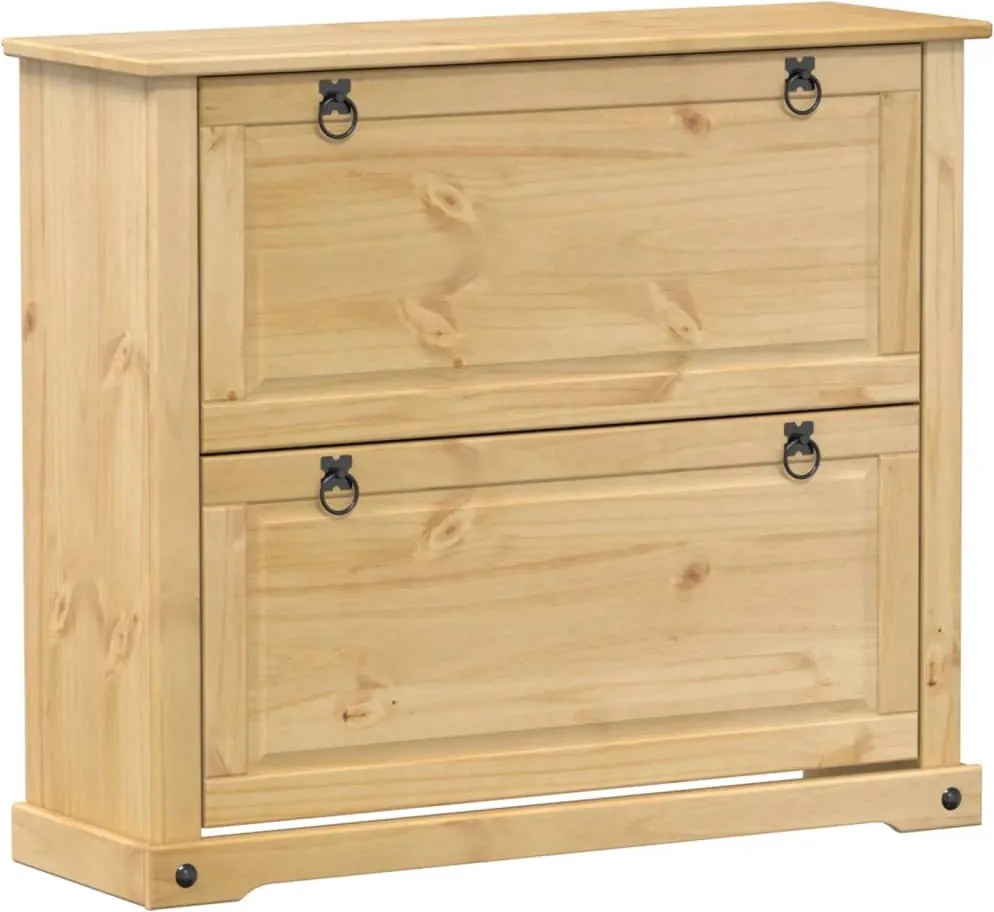 vidaXL Corona tömör fenyőfa cipőszekrény 99x32x85 cm