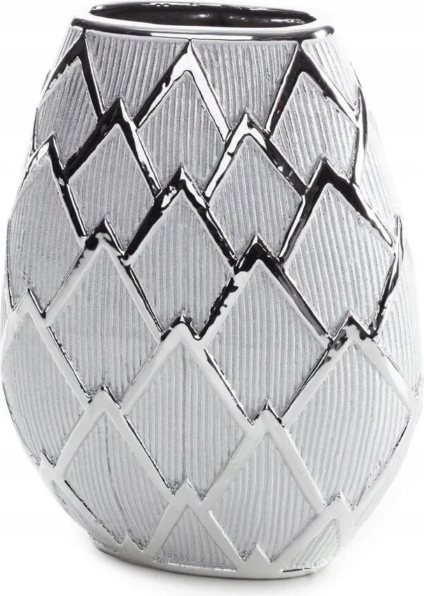 Dekorációs váza 25X11X34 ezüst geometrikus minta Eurofirany