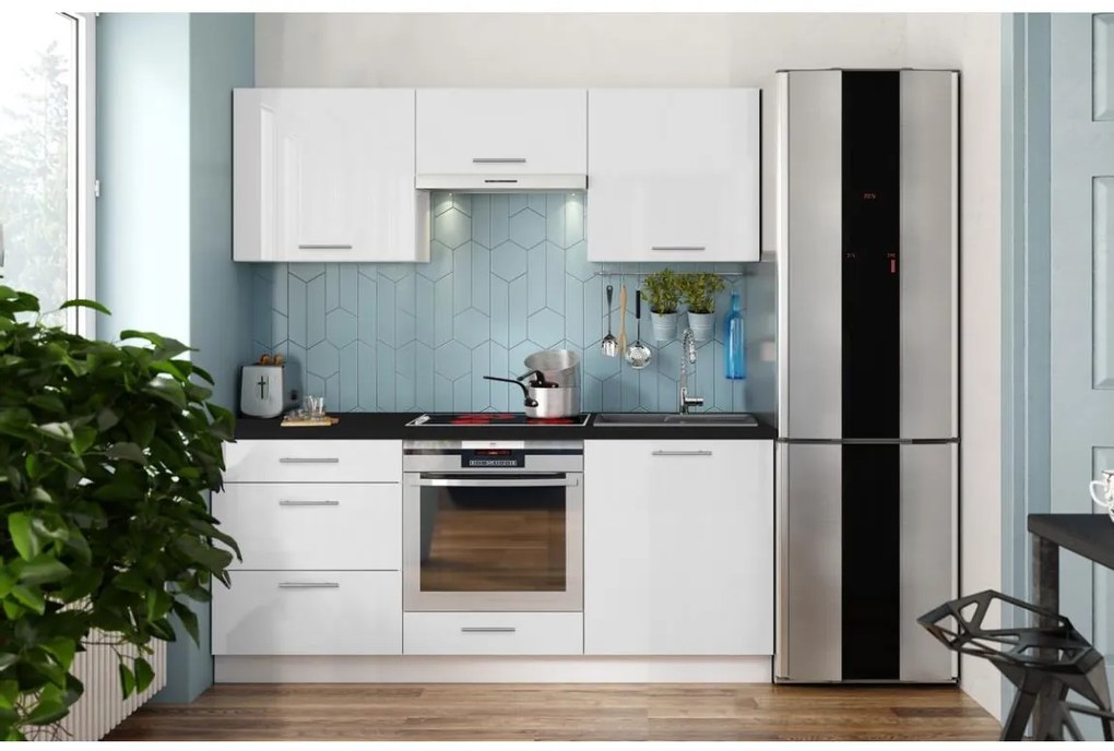 CELESTE konyhasor 180 cm magasfényű fehér