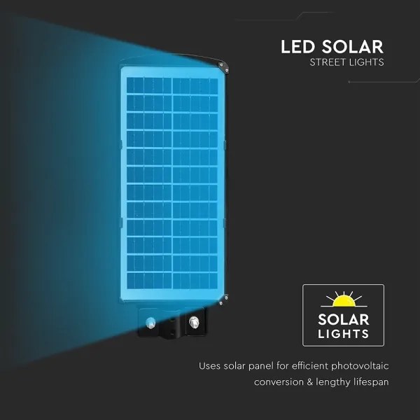 LED állítható fényerejű napelemes utcai lámpa LED/8W/3,2V 6000K IP65 9000 mAh +