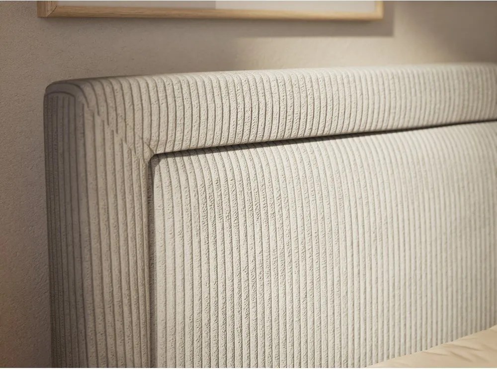 Szürke ágyneműtartós boxspring ágy 200x200 cm Fresco – Maison de Rêve