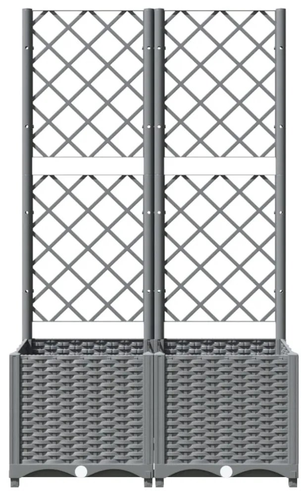 világosszürke PP rácsos kerti ültetőláda 80 x 40 x 136 cm