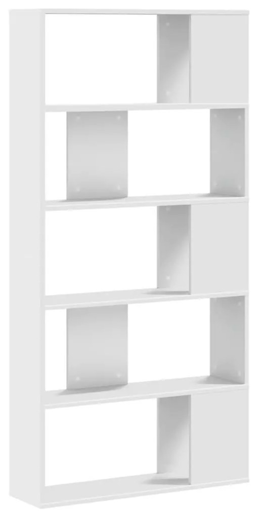 5-szintes fehér szerelt fa könyvespolc 80,5 x 23,5 x 162,5 cm
