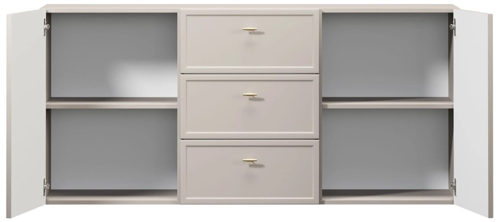 Lorini fali komód 150 cm - kasmír / arany T-bar fogantyúk