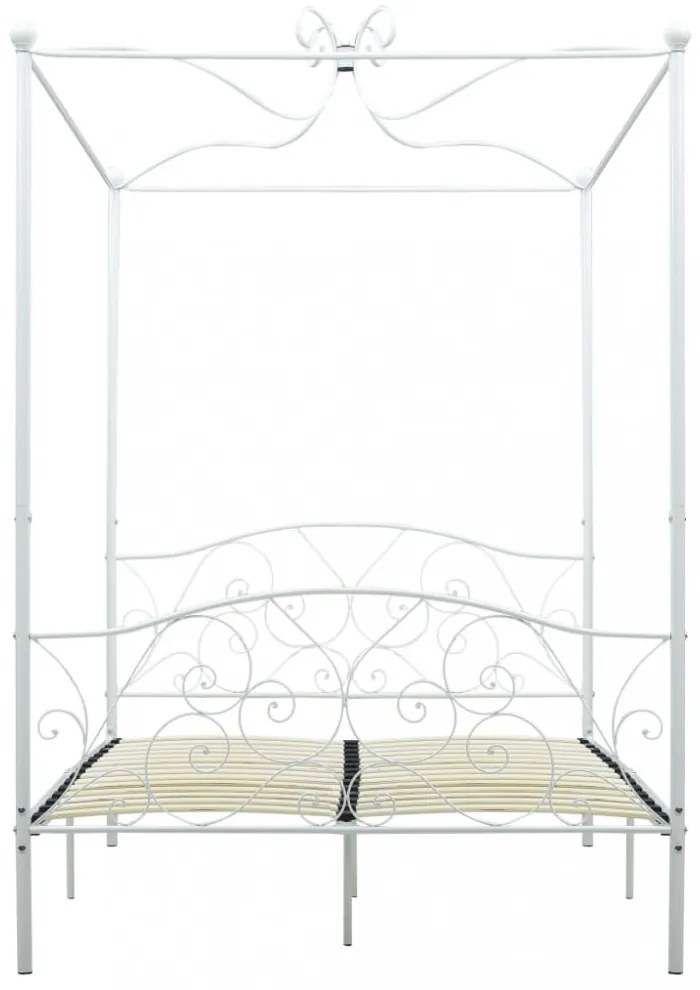 fehér fém baldachinos ágykeret 140 x 200 cm