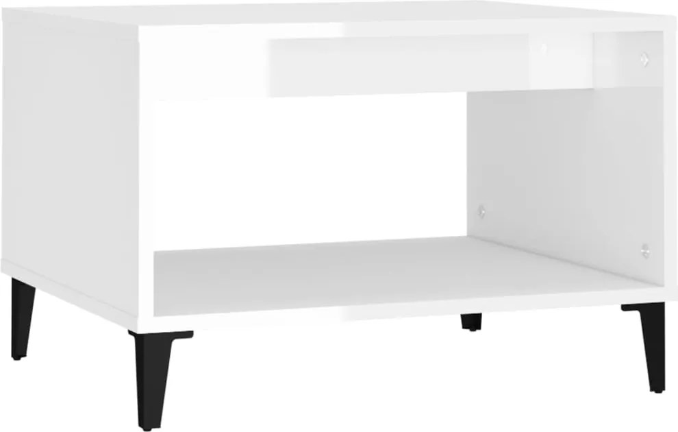 vidaXL magasfényű fehér szerelt fa dohányzóasztal 60x50x40 cm