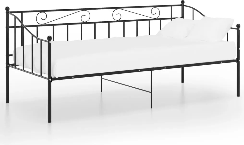 vidaXL fekete fém kanapéágykeret 90 x 200 cm