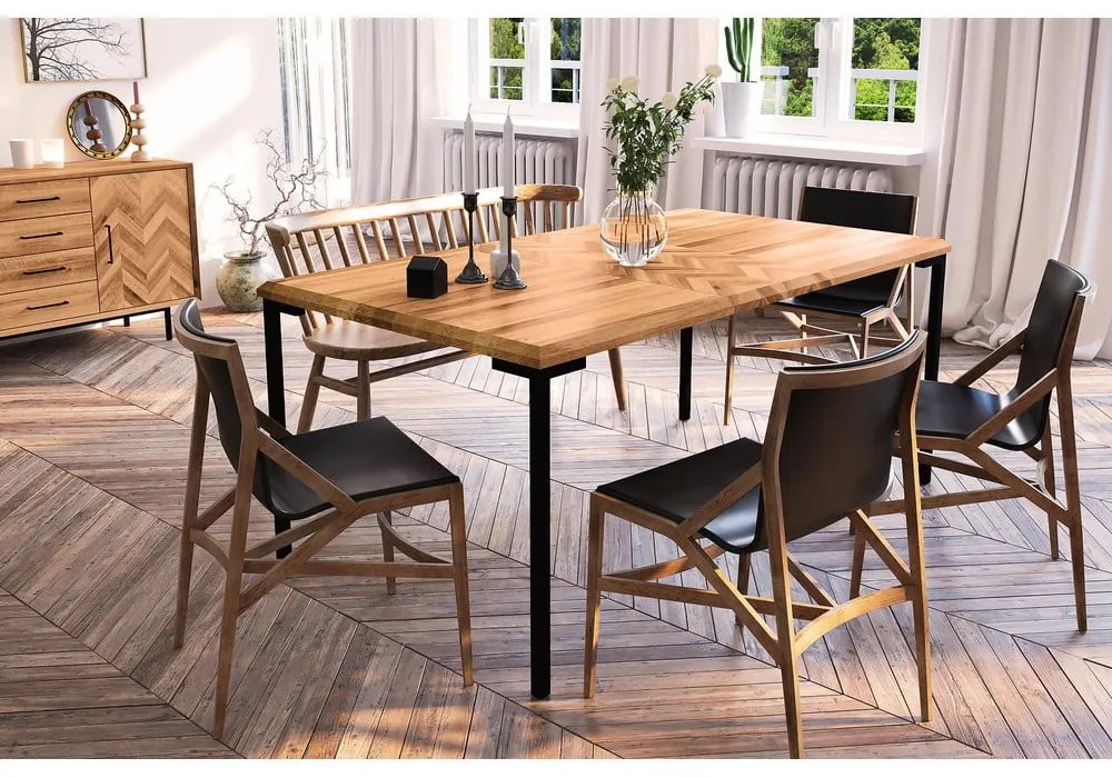 Tölgyfa étkezőasztal 90x200 cm Abies – The Beds