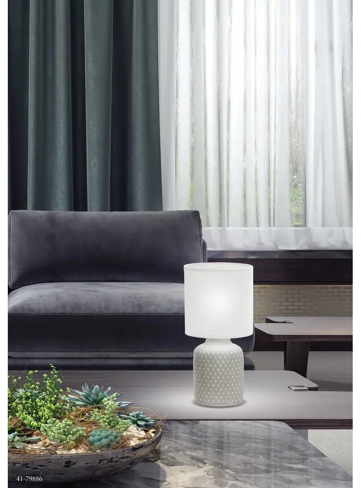 Szürke asztali lámpa textil búrával (magasság 32 cm) Iner – Candellux Lighting