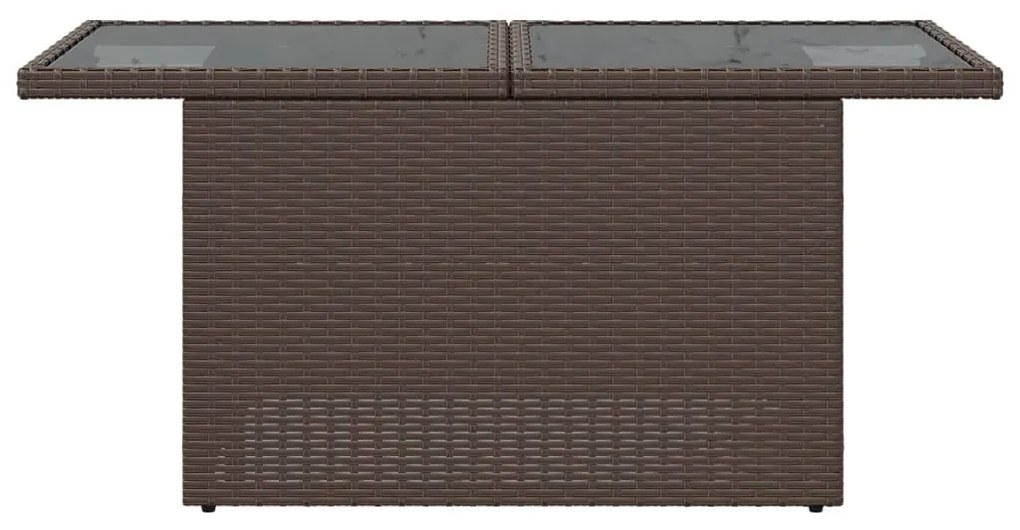 barna polyrattan üveglapos kerti asztal 100 x 55 x 73 cm