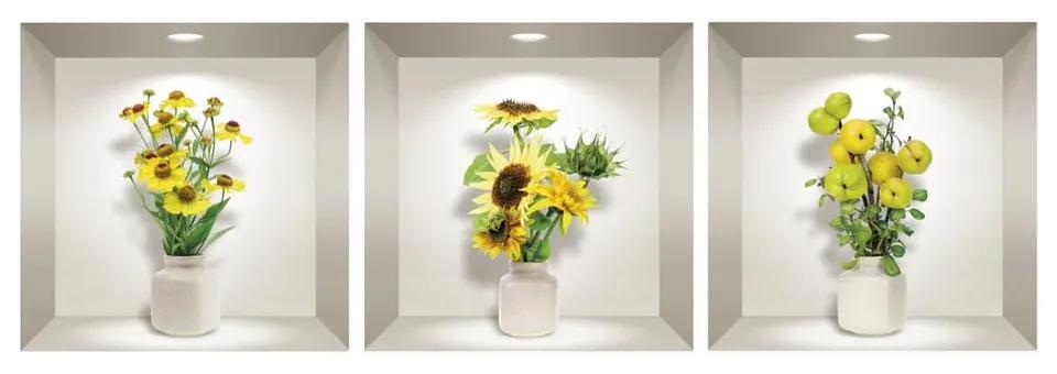 Yellow Flowers 3 db-os 3D falmatrica szett - Ambiance