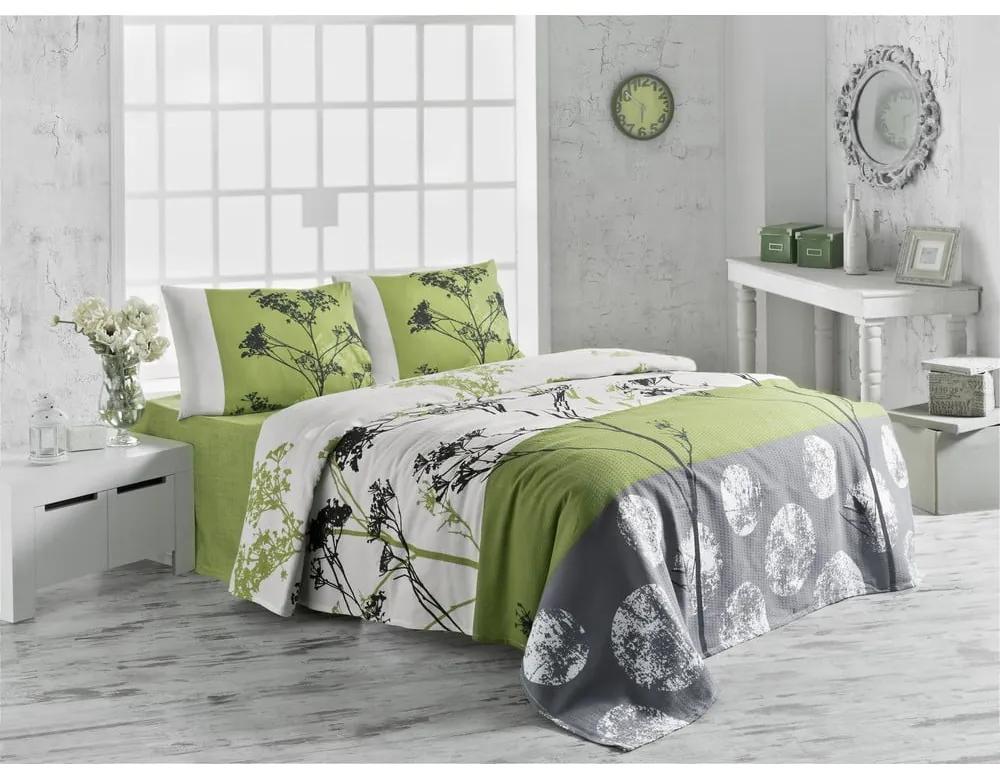 Belezza Green kétszemélyes pamut ágytakaró, 200 x 230 cm