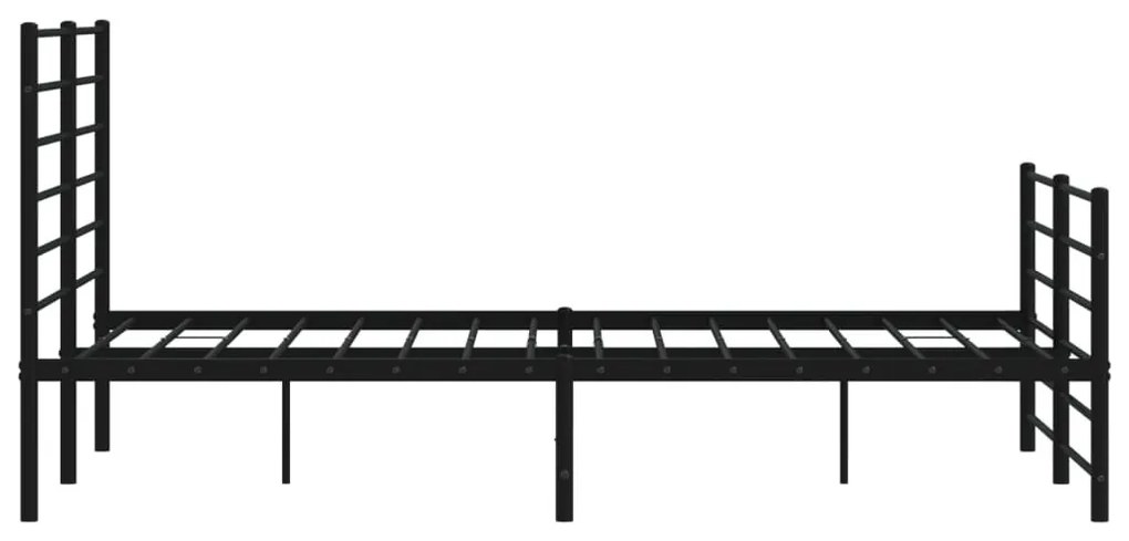 fekete fém ágykeret fej- és lábtámlával 140 x 200 cm