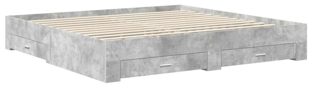 vidaXL Ágykeret fiókkal fejtámlával Füstölt tölgy 200 x 200 cm Faanyag