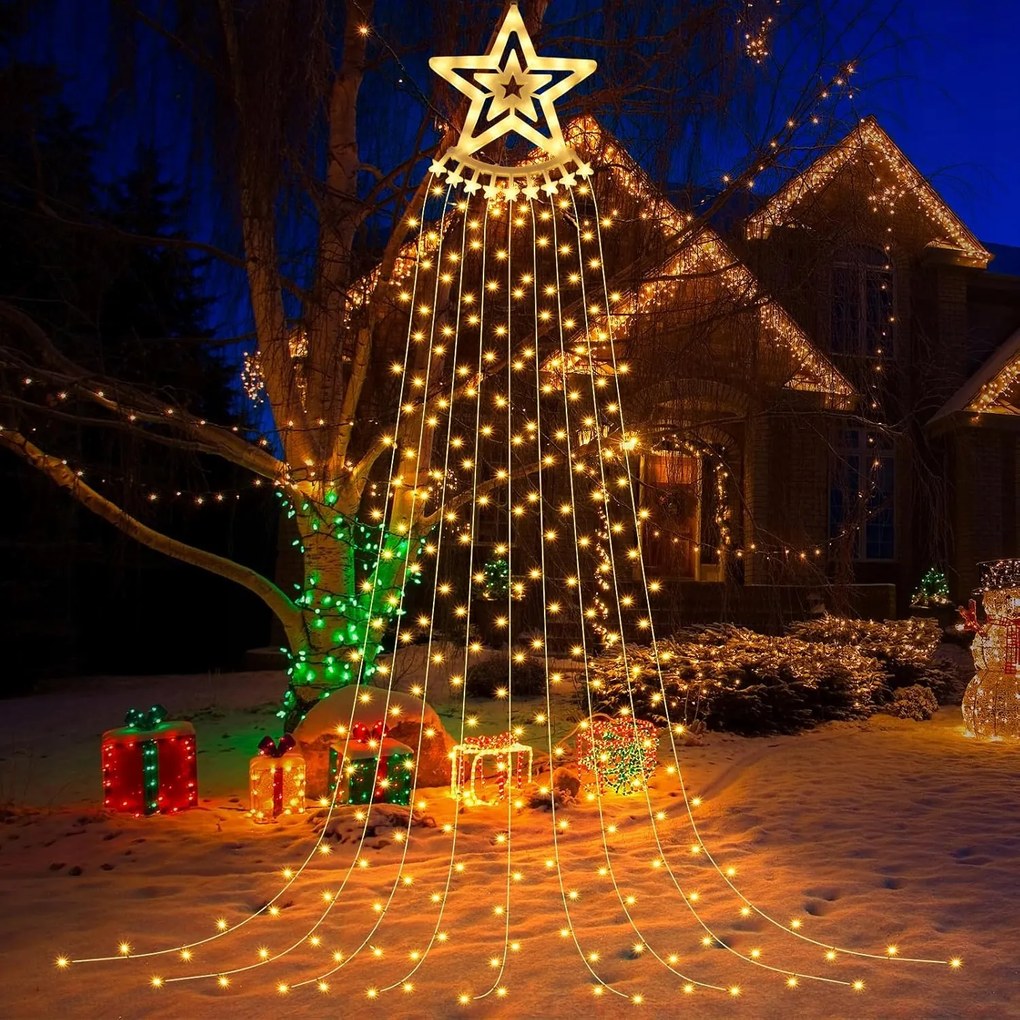Fényfüggöny 350 Led 3,5m Csillag Karácsonyfa világítás Kültéri