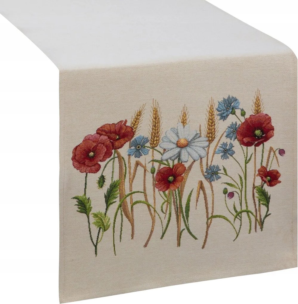 Futópad abrosz dekoratív gobelin 40x100 Eurofirany természetes pipacs virágok