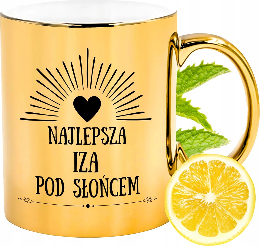 Prémium Arany Csillogó Bögre Iza Ajándék Nyomtatott Fotóval