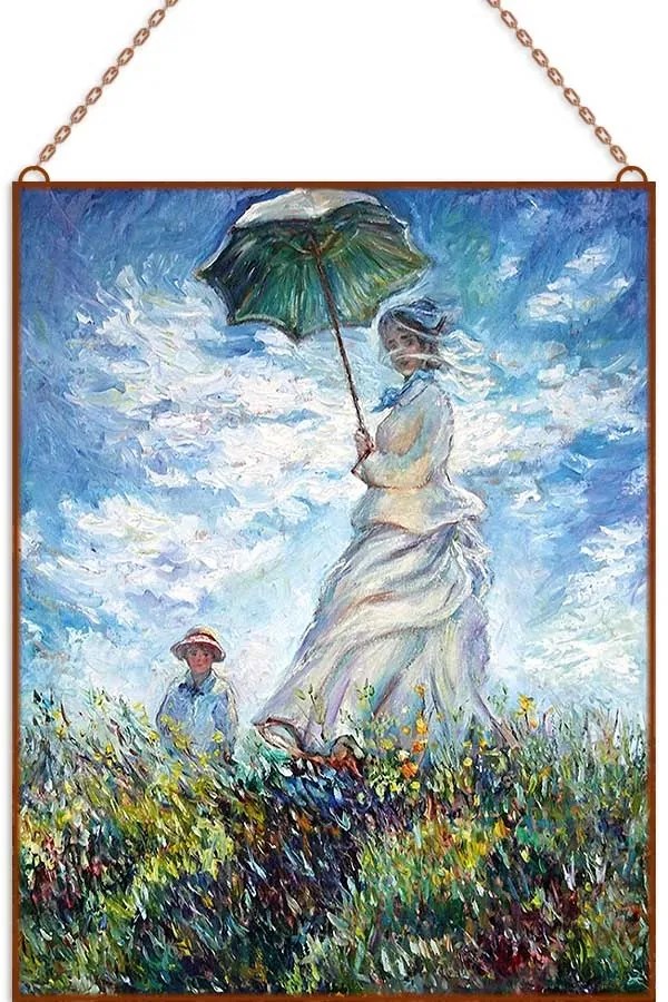 Monet - Hölgy napernyővel üvegkép, falikép