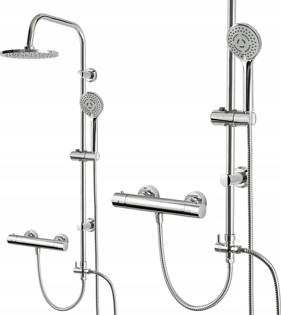 Zuhanyszett Zuhanyoszlop Termosztatikus Csaptelep Esőztetővel