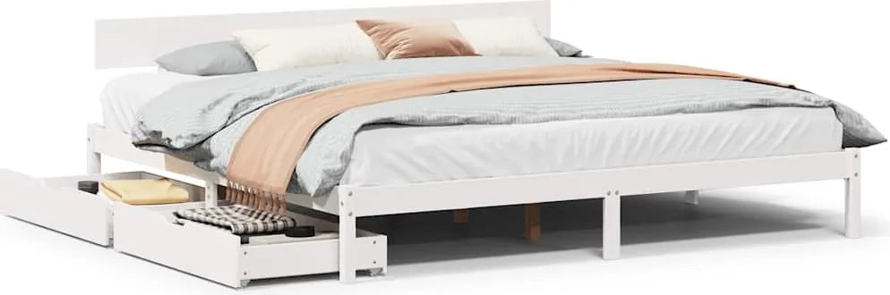 vidaXL fehér tömör fenyőfa ágy matrac nélkül 180 x 200 cm