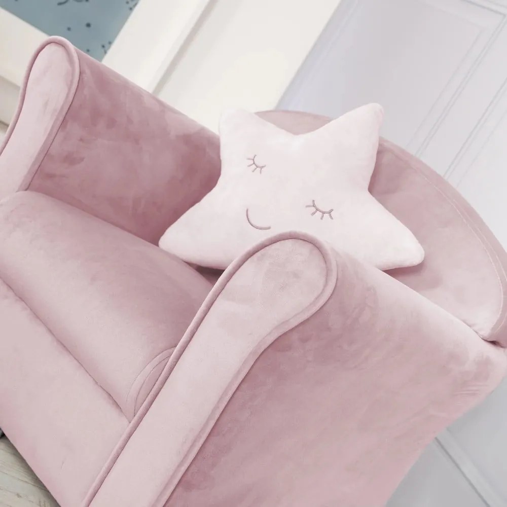 Világos rózsaszín bársony gyerek fotel Lil Sofa – Roba