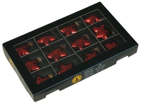 Piros csillag alakú karácsonyi dísz 12 db szett