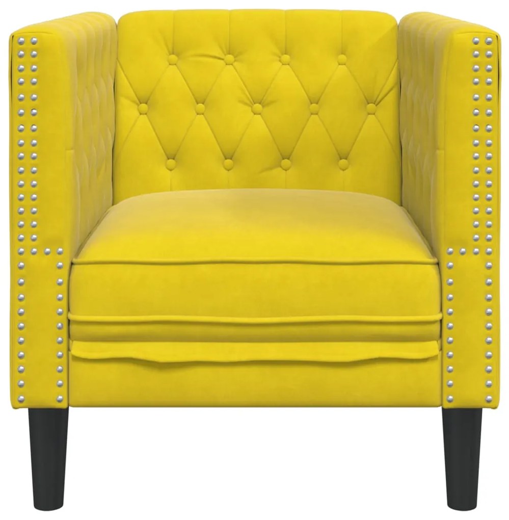 sárga bársony Chesterfield kanapéfotel