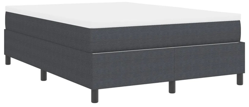 Boxspring ágy matraccal sötétszürke 160x200 cm kordbársony