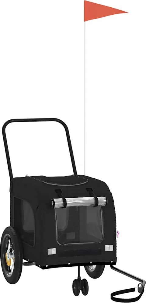 vidaXL Kisállat kerékpár utánfutó Fekete 124,5 x 63,5 x 53 cm