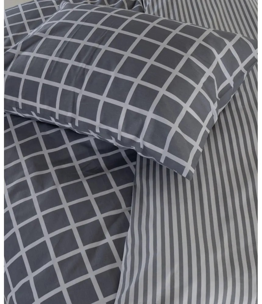Szürke egyszemélyes renforcé pamut ágyneműhuzat 140x200 cm Linear Calm Geometric – Mila Home Luxury