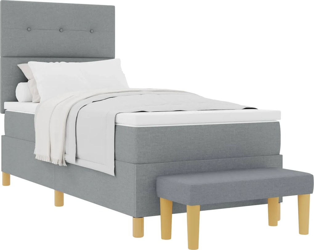 vidaXL Boxrugós ágy matracmal Világosszürke 80 x 200 cm szövet