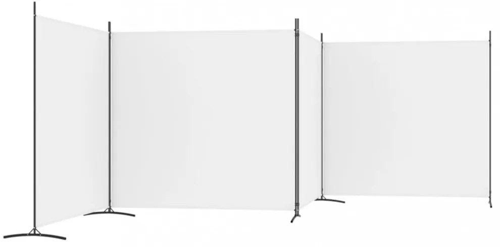 4 paneles fehér szövet térelválasztó 698x180 cm