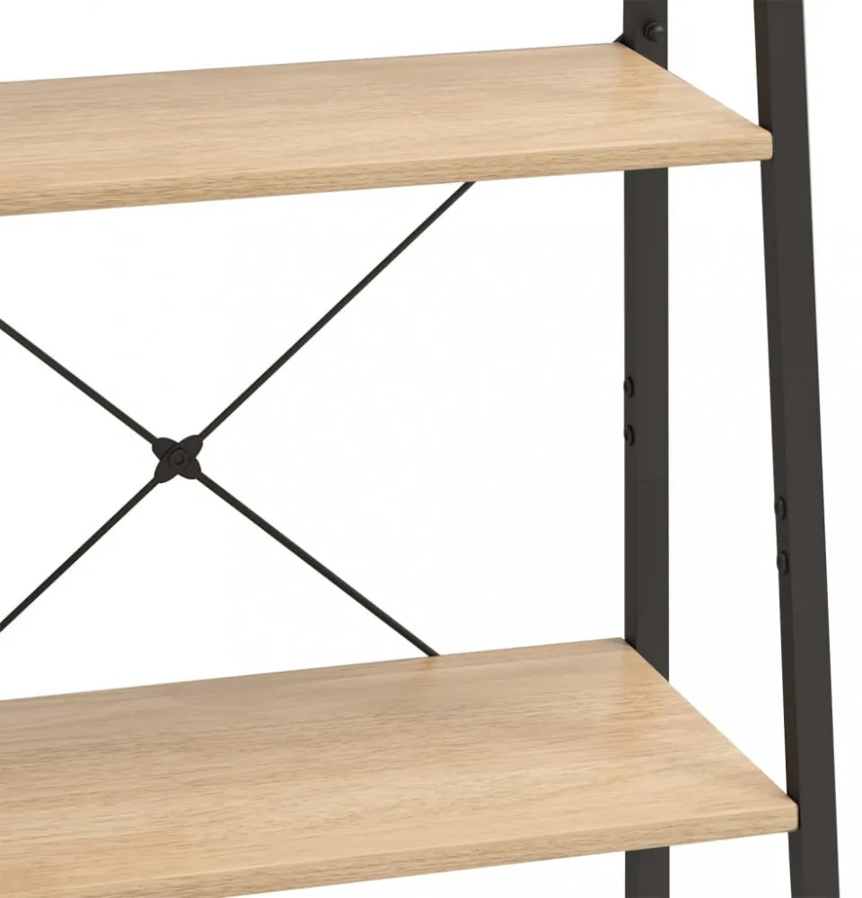 4-szintes világosbarna-fekete állópolc 56 x 35 x 140 cm