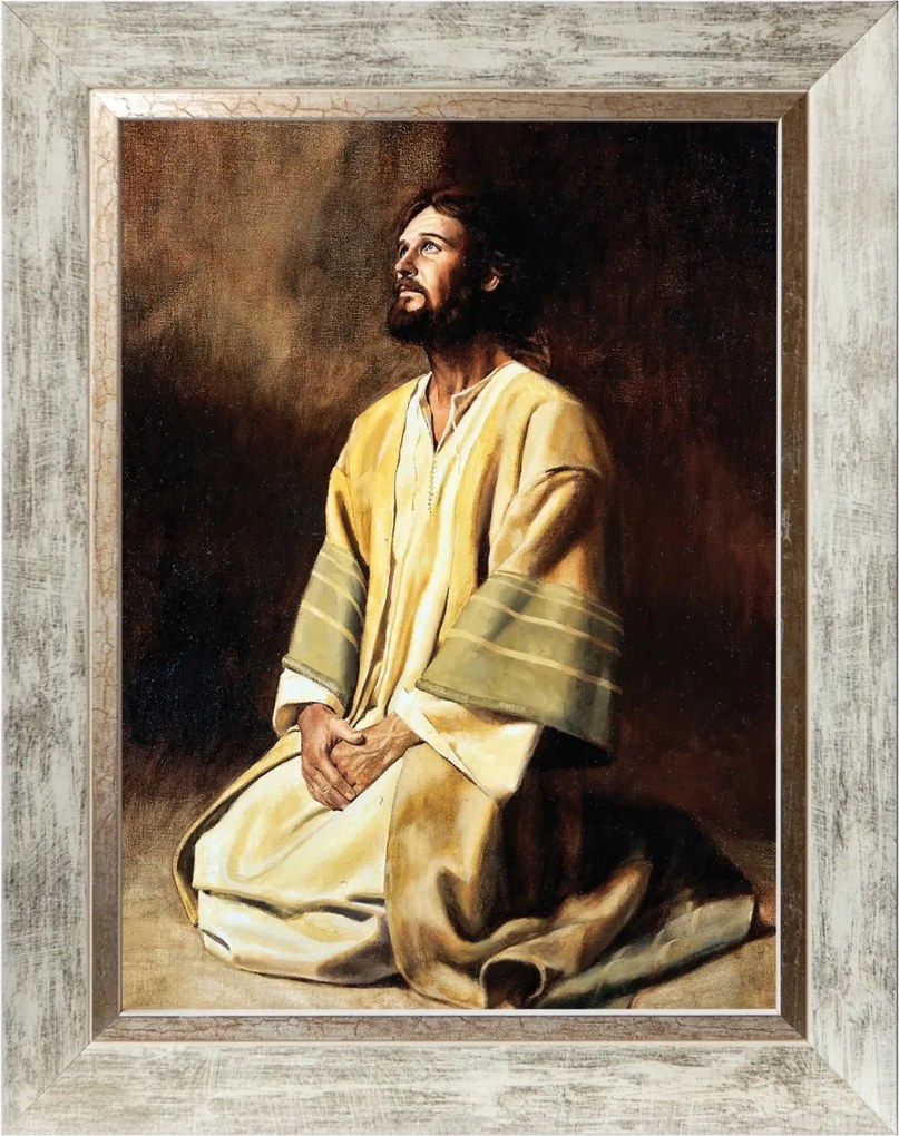 Jézus Krisztus Szakrális Vászonkép Fehér Díszített Keretben 30X40