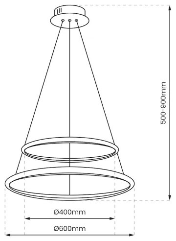 LED Csillár zsinóron HOOP LED/51W/230V átm. 60 cm 4000K fényezett króm