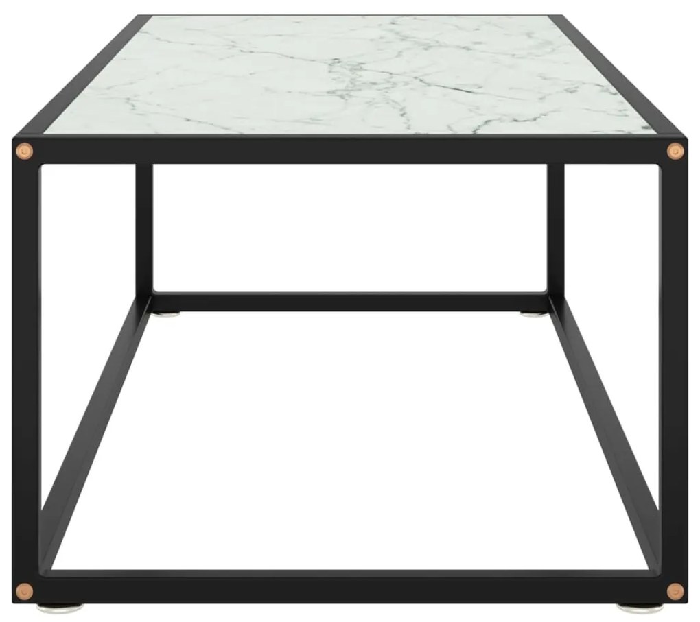 Fekete dohányzóasztal fehér márvány mintás üveggel 100x50x35 cm