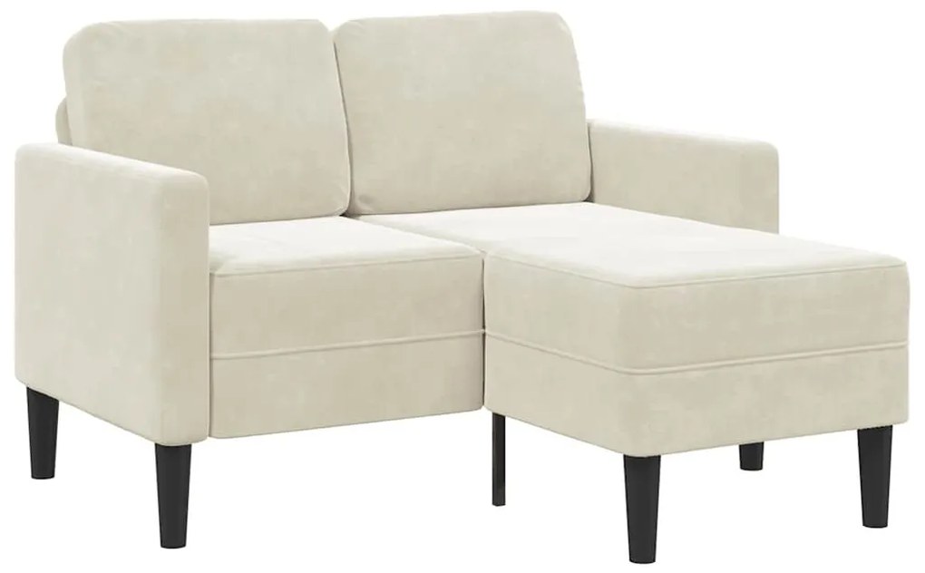 krémszínű bársony 2 üléses kanapé L-alakú kanapéval 125 cm