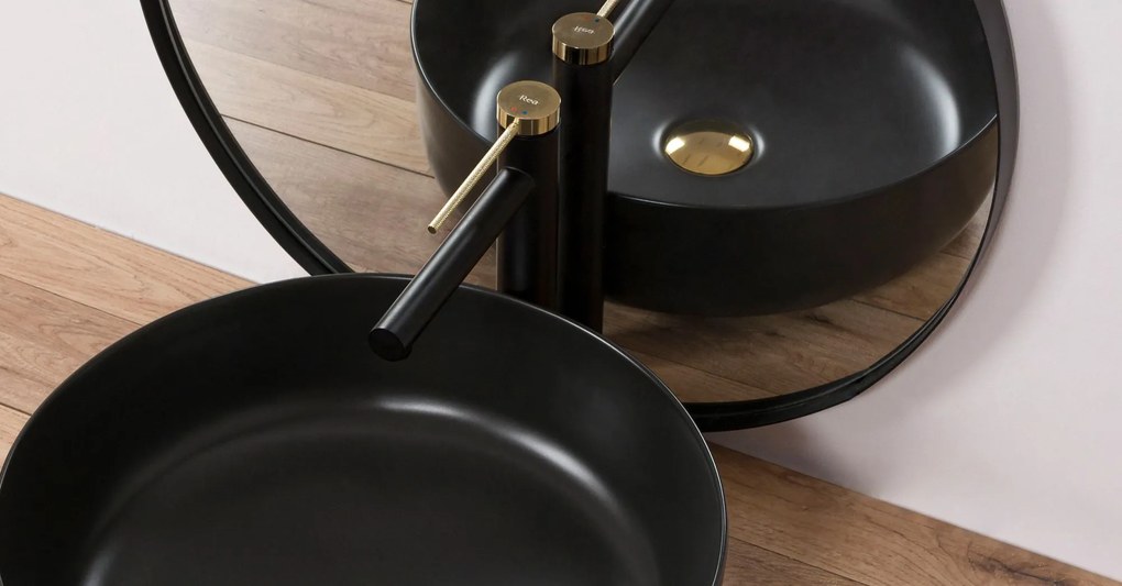 Rea Grip Black Gold magasított fürdőszobai mosdó csaptelep