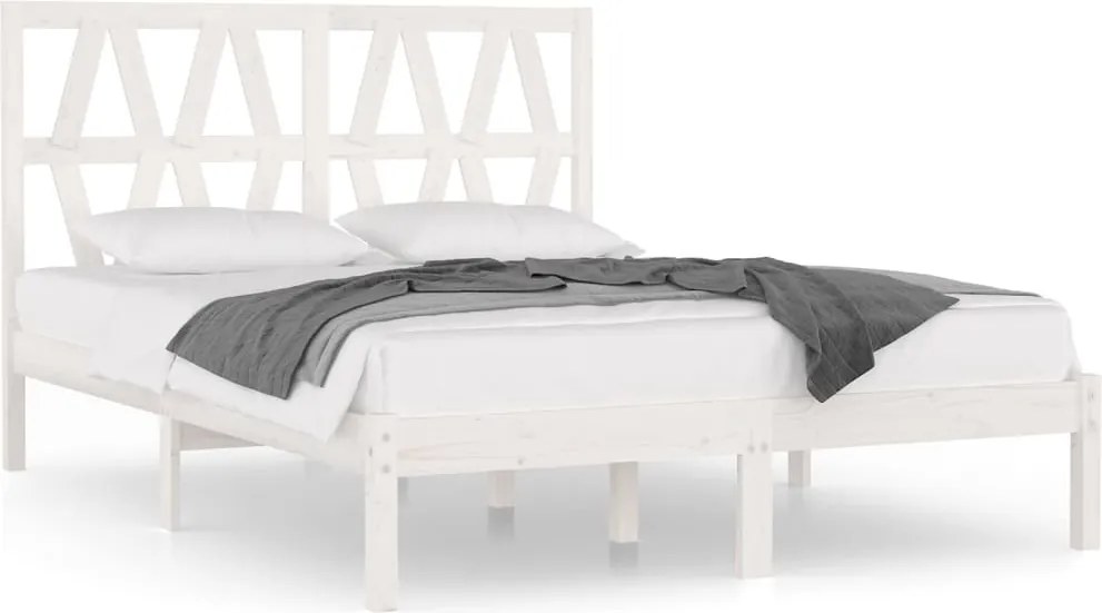 vidaXL Small Double fehér tömör fenyőfa ágykeret 120 x 190 cm