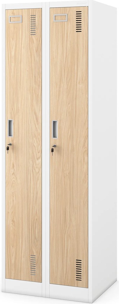 Kétrekeszes dolgozói öltözőszekrény fehér / sonoma tölgy: Eco Design KACPER II, 600 x 1800 x 500 mm