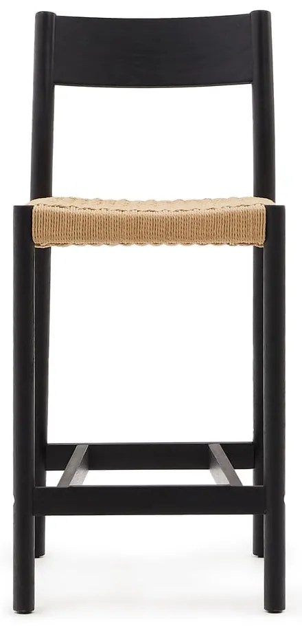Fekete-natúr színű tölgyfa bárszék (ülésmagasság 65 cm) Yalia – Kave Home