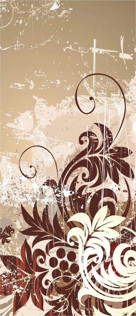 Fotótapéta Vintage Virágos dísz krém-barna 91x211