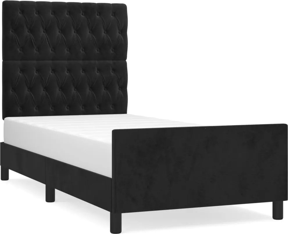 vidaXL fekete bársony ágykeret matrac nélkül 100x200 cm