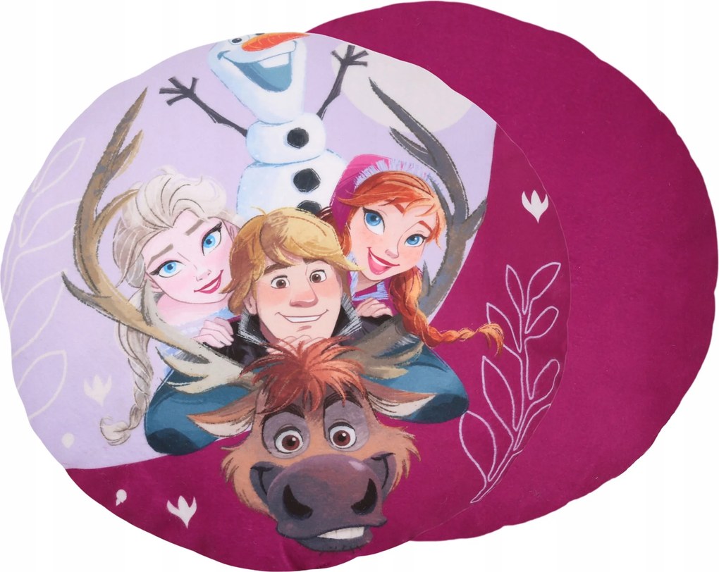 Jégvarázs kerek díszpárna 40 cm Elsa Anna Olaf