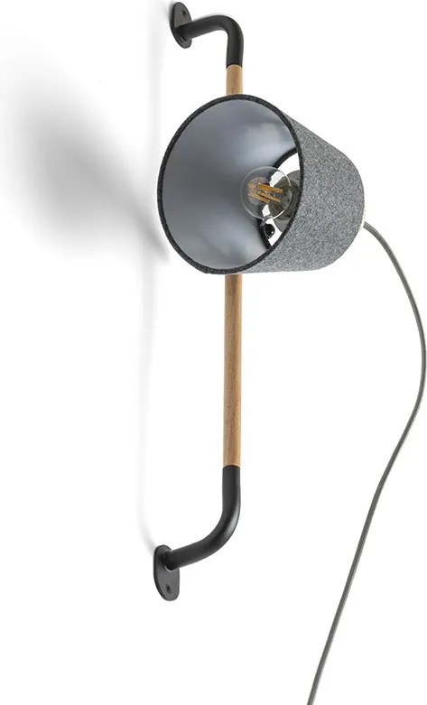 RENDL CHOUPETTE nástěnná posuvná černošedá textil/dřevo 230V LED E27 11W