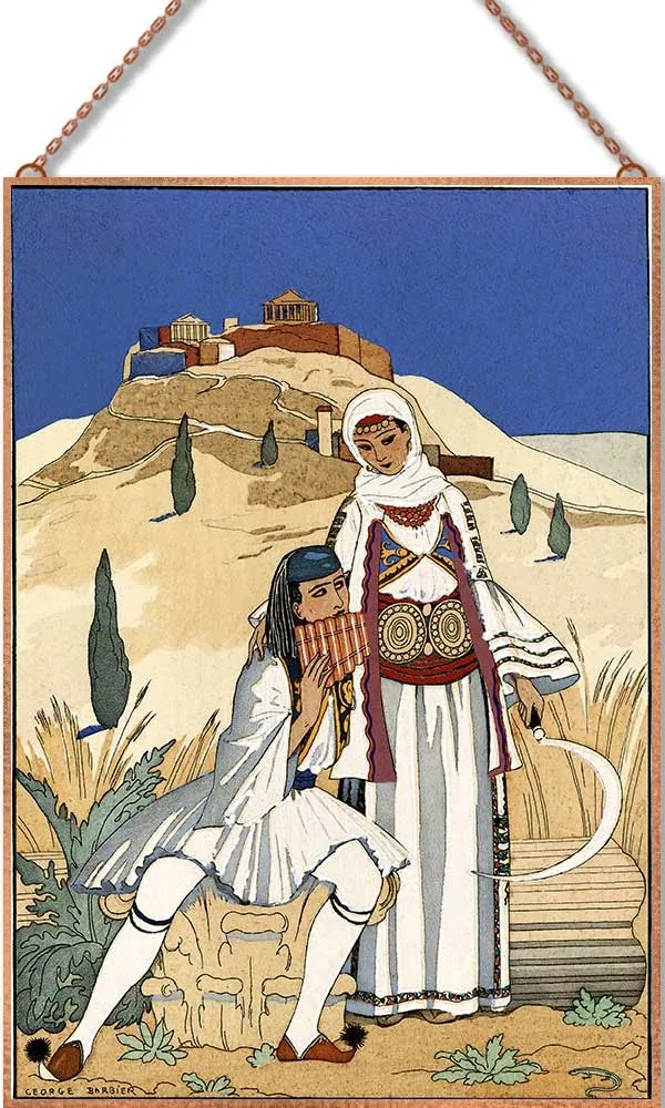 George Barbier - La flute de Pan üvegkép, falikép