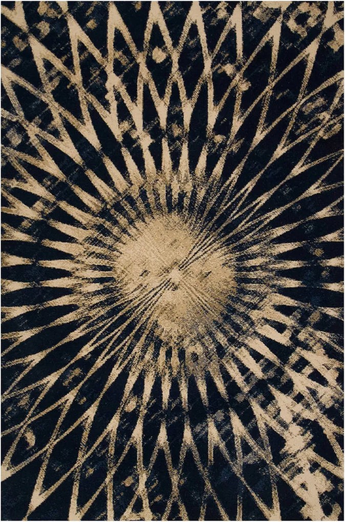 Gyapjú Szőnyeg Divatos Sötétkék Bézs Szürke Agnella Tempo Nappaliba 200x300 cm