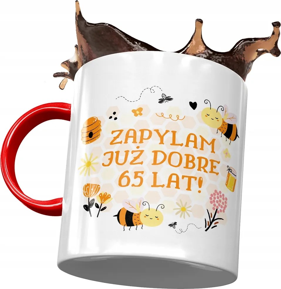 Piros Bögre Születésnapra 65 65-es 65-ös Ajándék Nyomtatott Fotóval