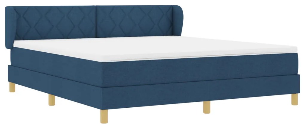 Boxspring Ágy Mattal - Kék, 180x200 cm, Szövet